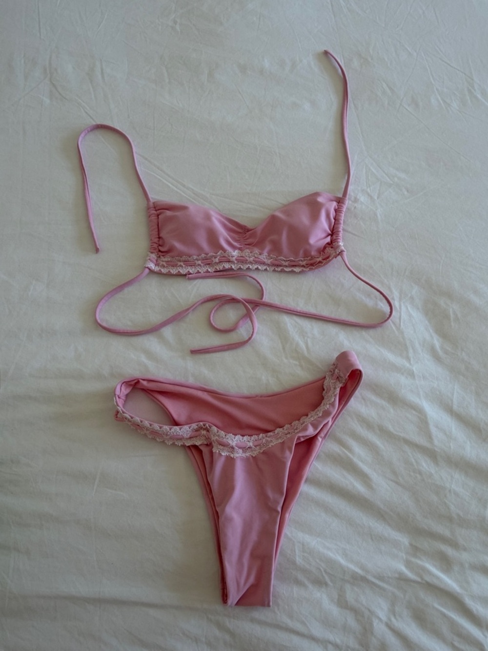 Princess Polly Pink Lace Trim Bikini Set